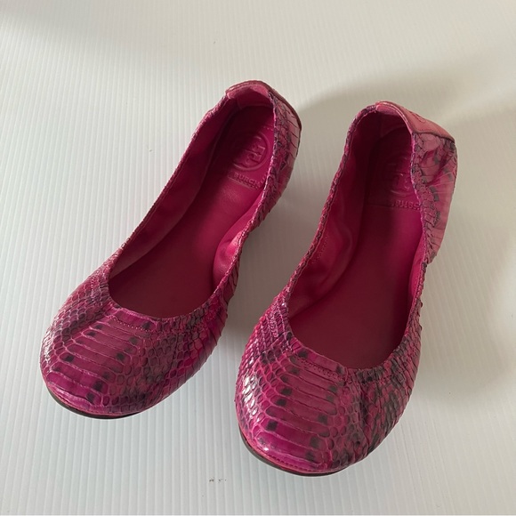 Tory Burch Snake print Leather Pink Ballet Flats size 8 - Picture 9 of 10